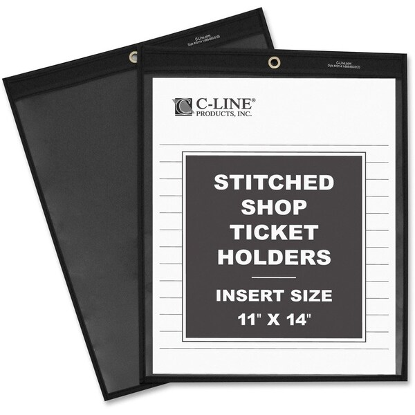 C-Line Products Ticket Holders, Heavy-duty Vinyl, 11"x14", 25/BX, BK/CL 8PK CLI45114 - main